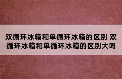 双循环冰箱和单循环冰箱的区别 双循环冰箱和单循环冰箱的区别大吗